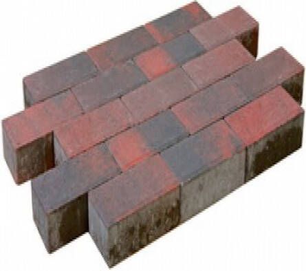 Betonklinkers dikformaat sierbestrating roodzwart strak 21x7x7cm per m2