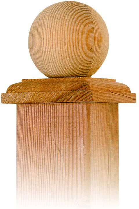Paalornament hout bol paalkap voor tuinpaal 100mm