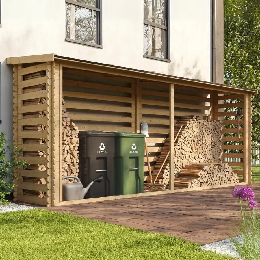 Houtberging haardhoutberging robuust voor haardhout 100x456x199cm