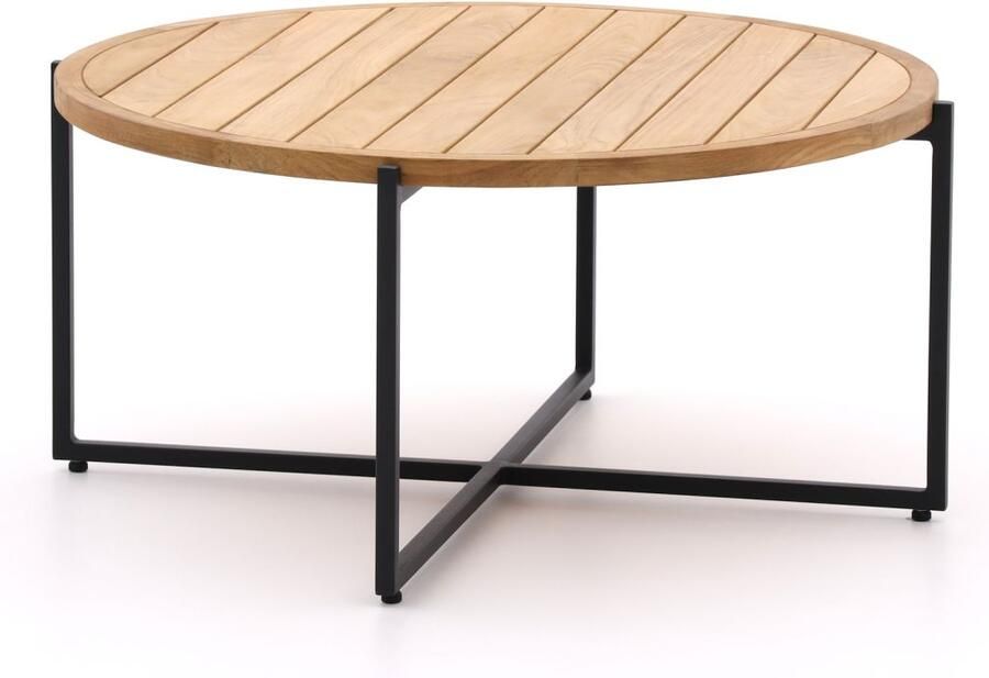 Apple Bee Condor coffee table dia. 94x44 base aluminium Black top SVLK teak Natural - Foto 2