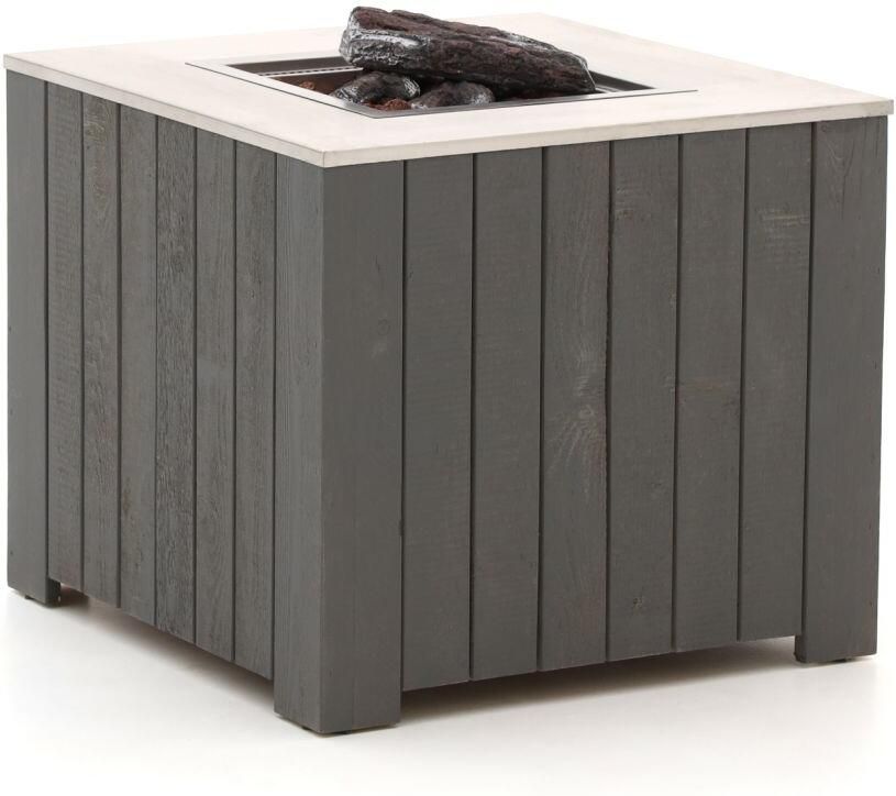 Cosi cube 70 Grey Wash Gas Vuurtafel Met Rvs Buitenkwaliteit Bovenplaat