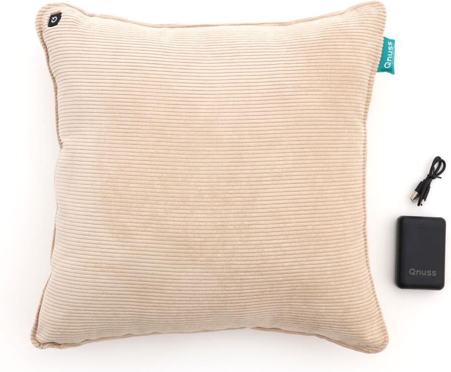 Qnuss Warmtekussen Elektrische kussens Energiebesparend & Duurzaam Warmtekussen Draadloos Infraroodwarmte Corduroy Ribstof 45x45 Elektrisch Warmtekussen Powerbank Universeel