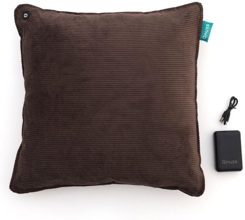 Qnuss Warmtekussen Elektrische kussens Energiebesparend & Duurzaam Warmtekussen Draadloos Infraroodwarmte Corduroy Ribstof 45x45 Elektrisch Warmtekussen Powerbank Universeel