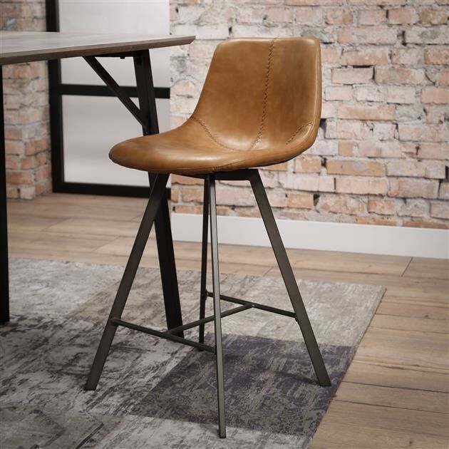 BelaLuz Barstoel Vico plat frame PU cowhide bruin