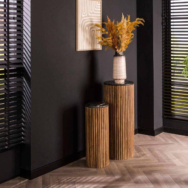 BelaLuz Bloemenzuil Scuro 2-set marmer