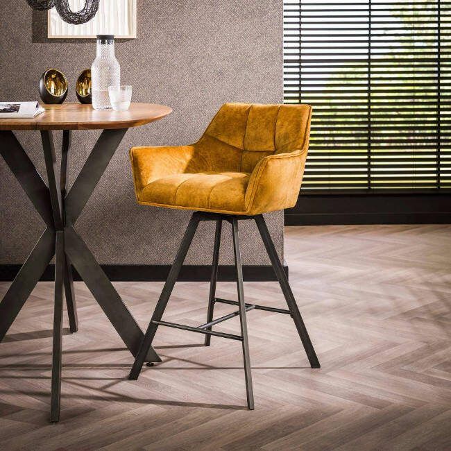 BelaLuz Draaibare barstoel Turn Goudkleur velour