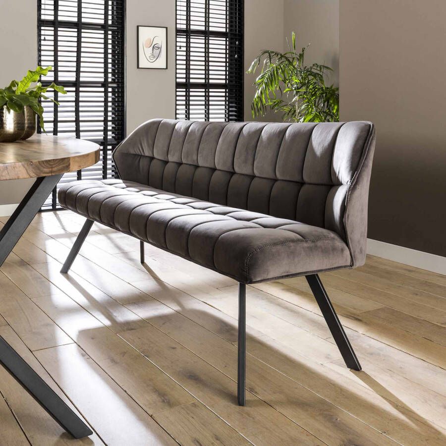 BelaLuz Eetkamerbank Turn antraciet velour 180 cm
