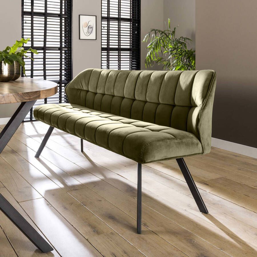 BelaLuz Eetkamerbank Turn groen velour 180 cm