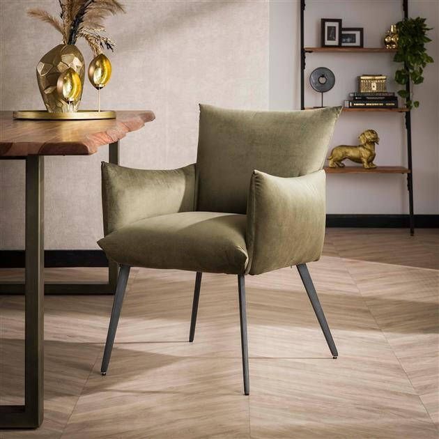BelaLuz Eetkamerstoel Fancy groen velour