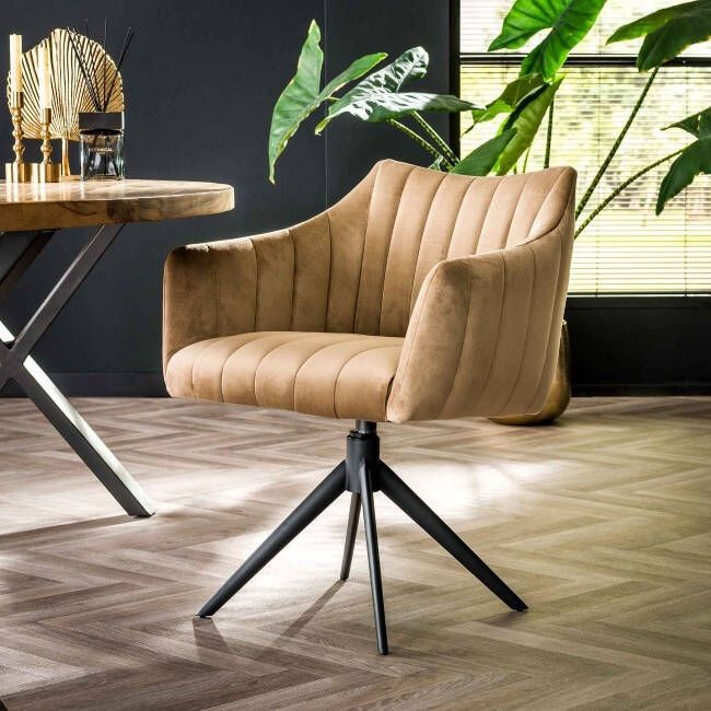 BelaLuz Eetkamerstoel Stripe champagne velour