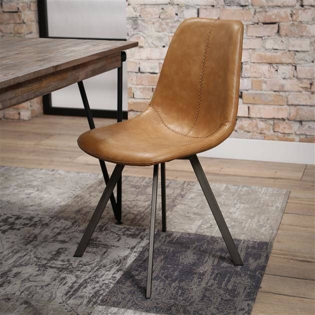 BelaLuz Eetkamerstoel Vico plat frame PU cowhide bruin