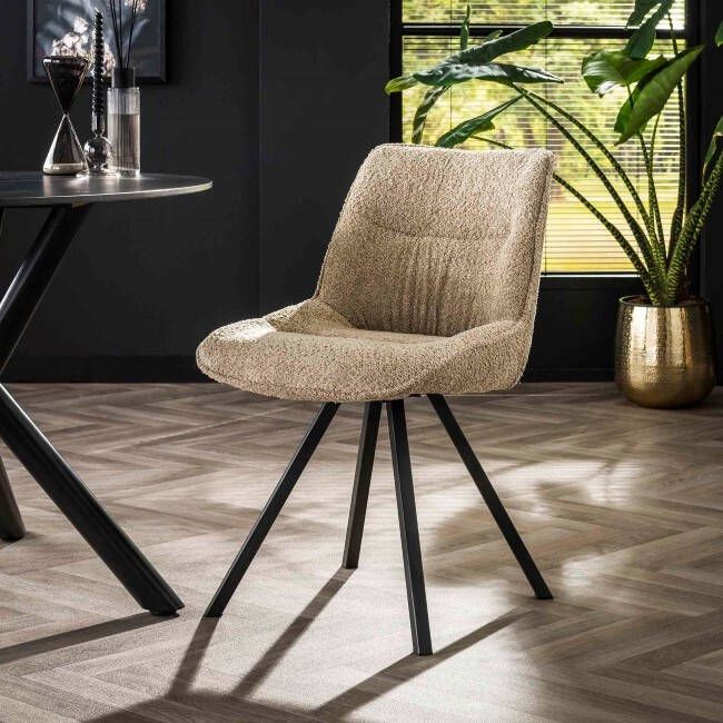 BelaLuz Eetkamerstoel Wing Boucle zandkleur
