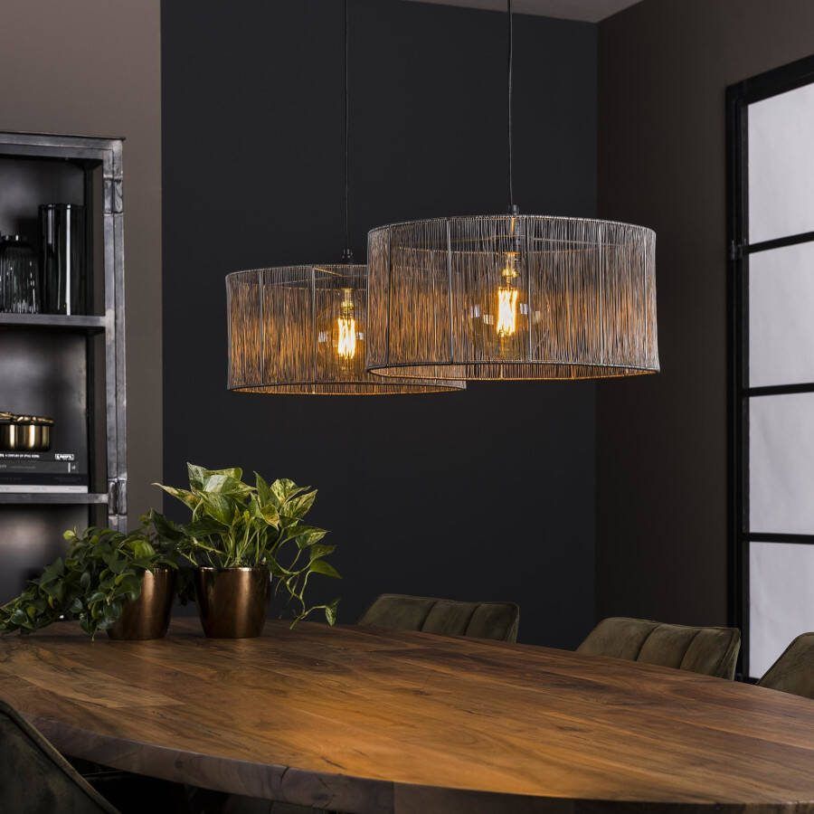 BelaLuz Hanglamp Albo 2-lichts zwart nikkel