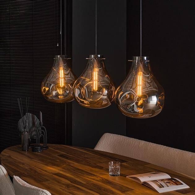BelaLuz Hanglamp Aura 3-lichts gedeukt glas