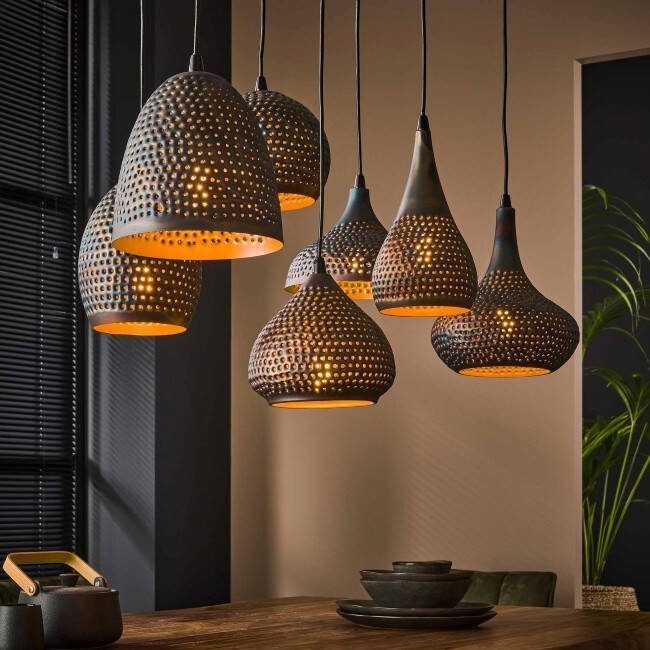 BelaLuz Hanglamp Cambal Mix 7-lichts zwart bruin