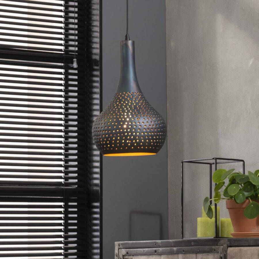 BelaLuz Hanglamp Chingo 1-lichts Zwart bruin