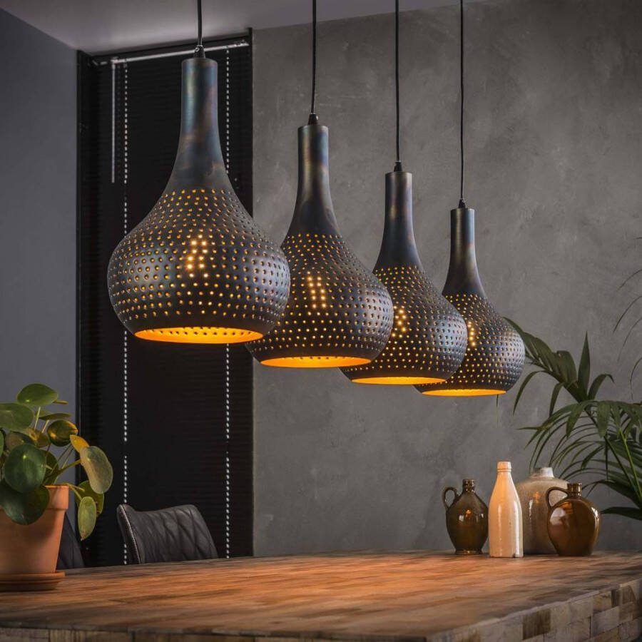 BelaLuz Hanglamp Chingo 4-lichts Zwart bruin