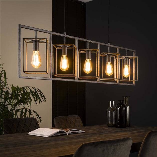 BelaLuz Hanglamp Cubic 5-lichts Oud zilver