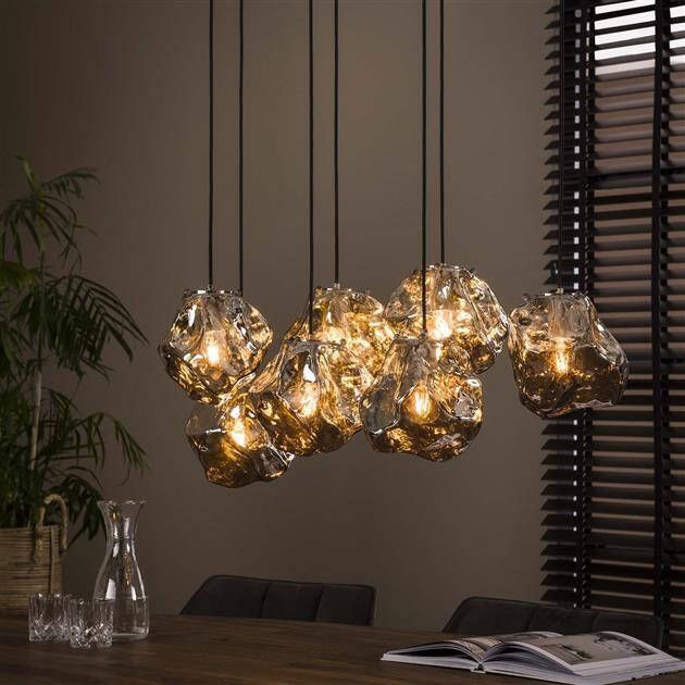 BelaLuz Hanglamp Ice Cube 7-lichts chrome glas