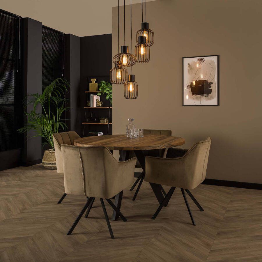 BelaLuz Hanglamp Madley 5-lichts getrapt charcoal