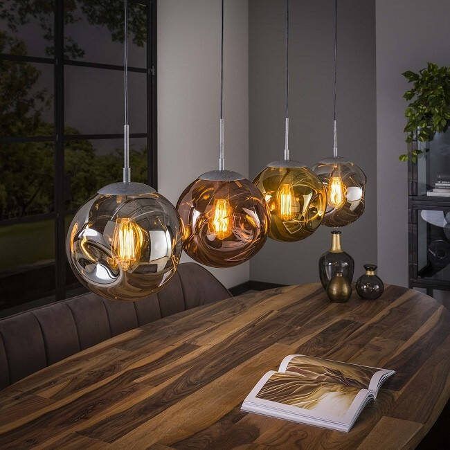 BelaLuz Hanglamp Mira 4-lichts gekleurde glazen