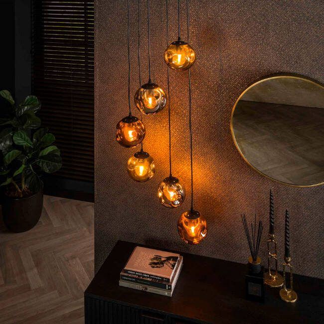 BelaLuz Hanglamp Miro 6-lichts getrapt charcoal