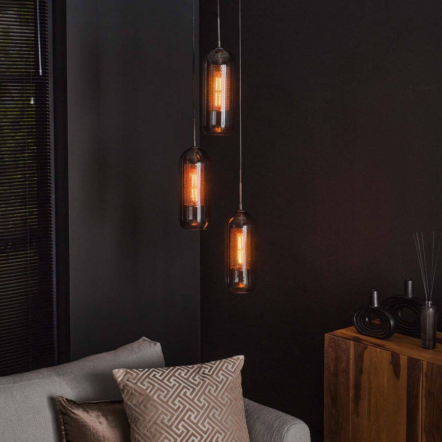 BelaLuz Hanglamp Mistral 3-lichts getrapt smoke