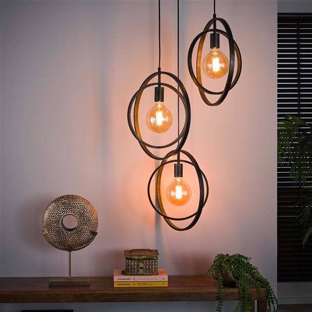 BelaLuz Hanglamp Ozon 3-lichts getrapt Charcoal