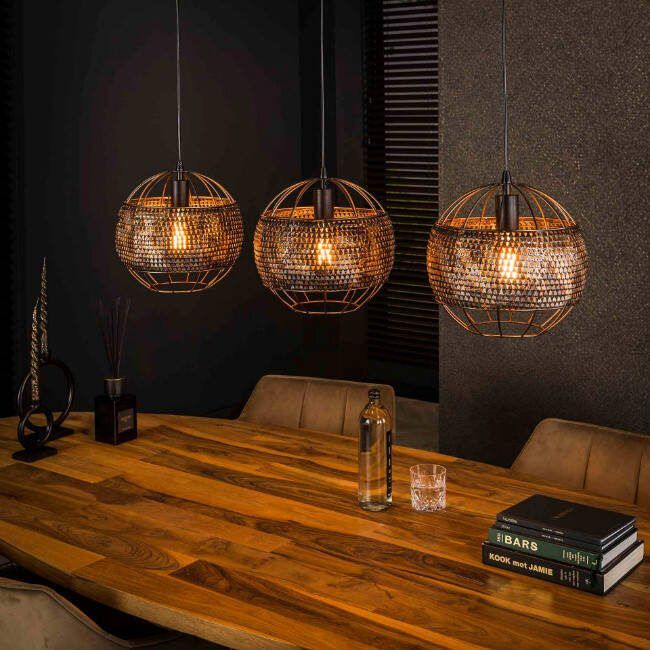 BelaLuz Hanglamp Peach 3-lichts zwart bruin