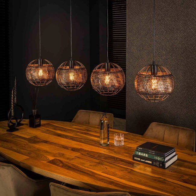 BelaLuz Hanglamp Peach 4-lichts zwart bruin
