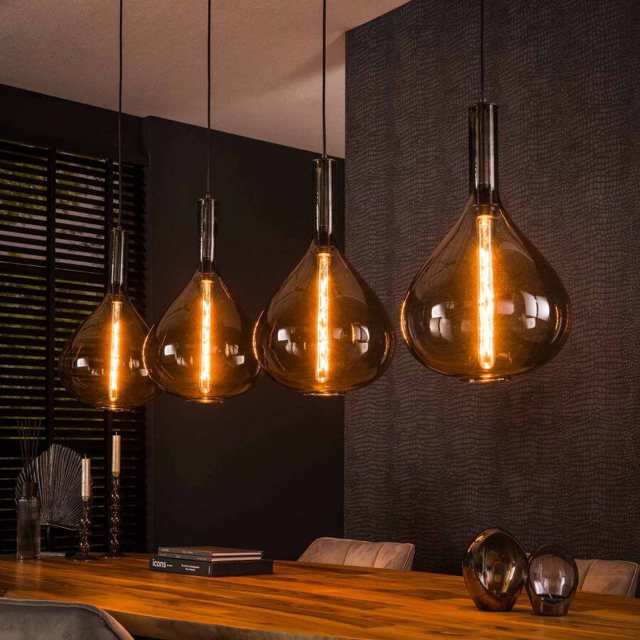 BelaLuz Hanglamp Pioggia 4-lichts smoke