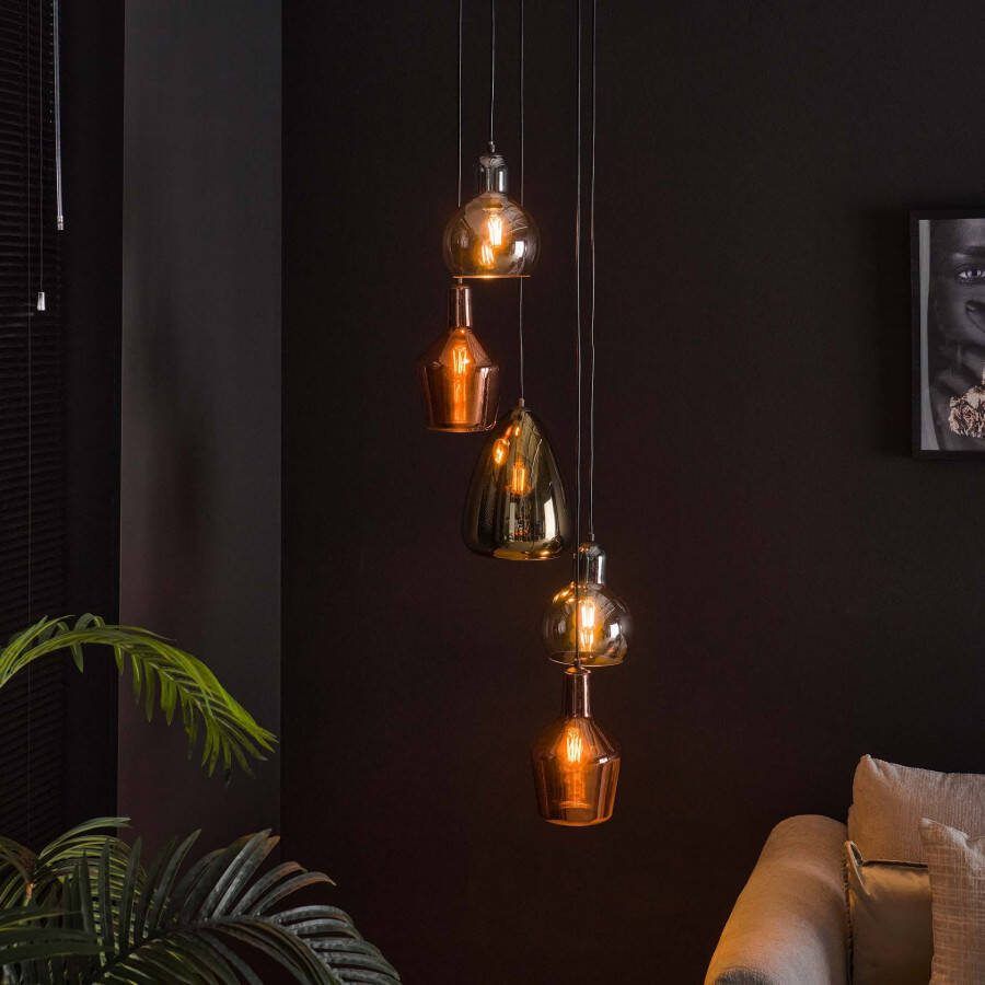 BelaLuz Hanglamp Trio 5-lichts getrapt charcoal