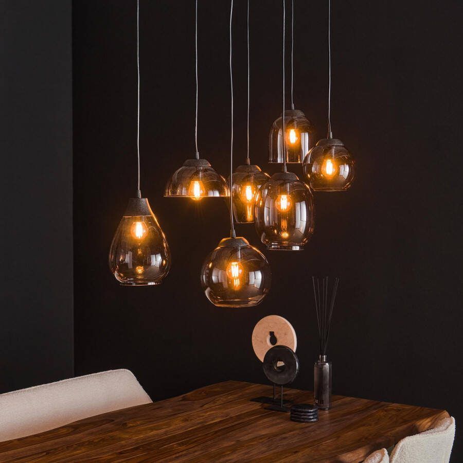 BelaLuz Hanglamp Vetro 7-lichts Smoke