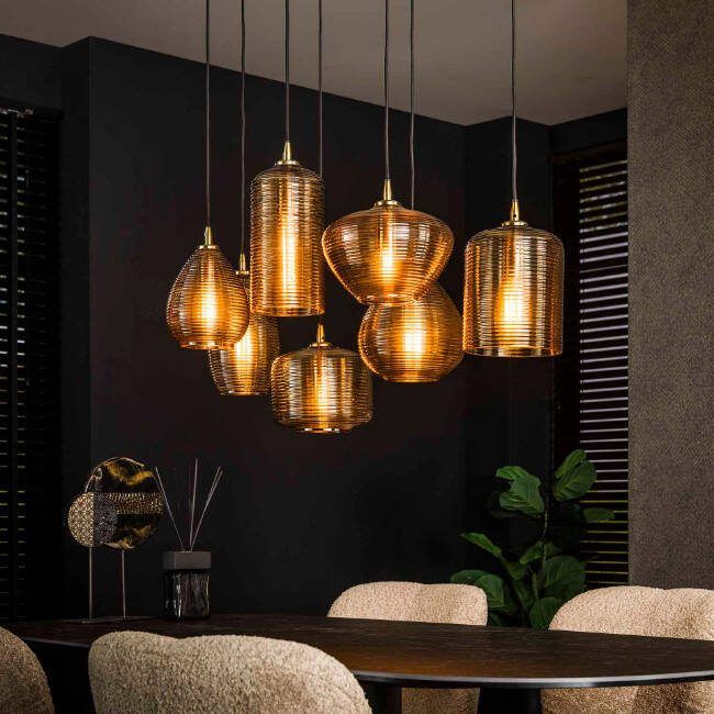 BelaLuz Hanglamp Warp 7-lichts amber