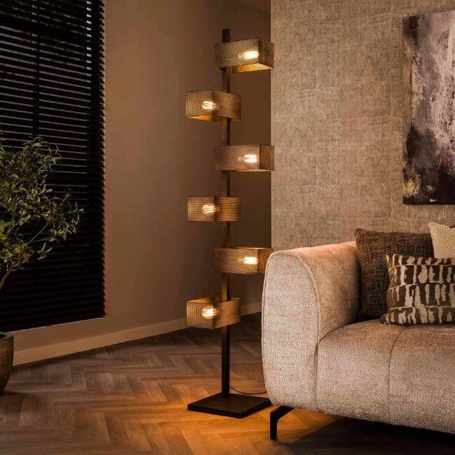 BelaLuz Vloerlamp Mason 6-lichts charcoal