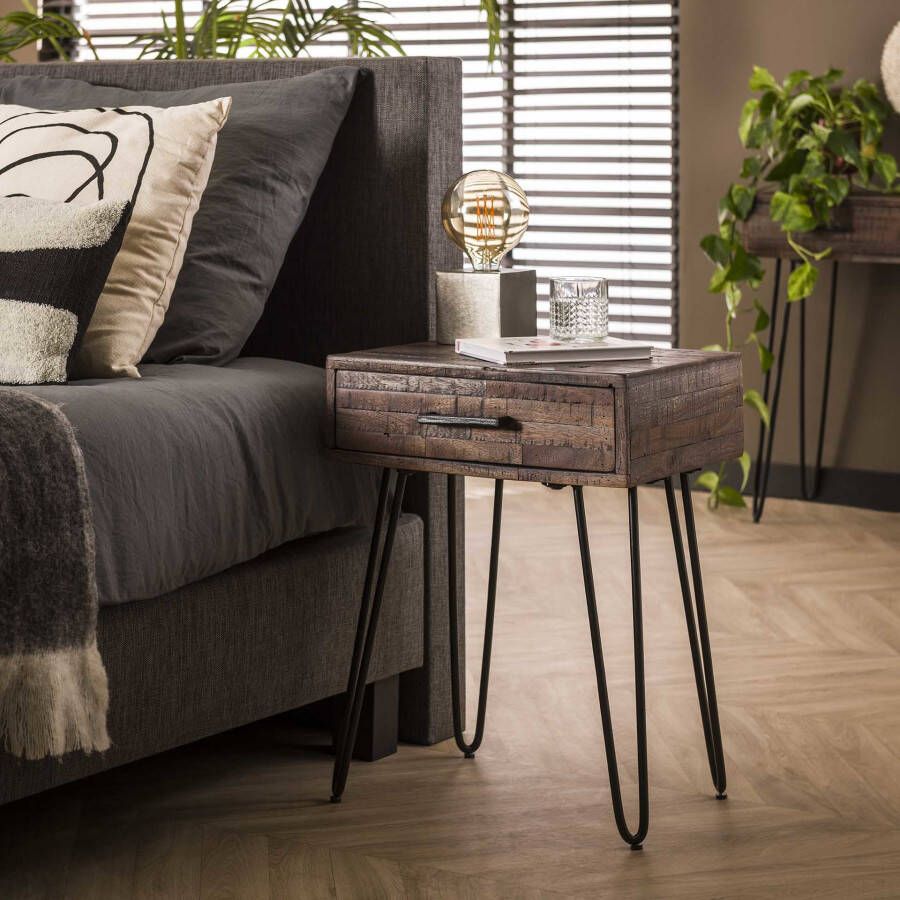 BelaLuz Nachtkastje Kaya 1 lade accassia hout grey wash