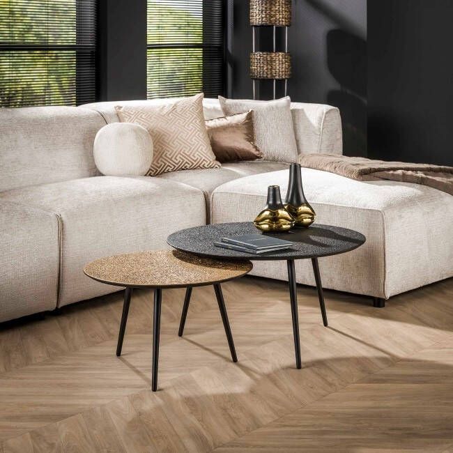 BelaLuz Salontafel Cleo 2-set rond zwart brons