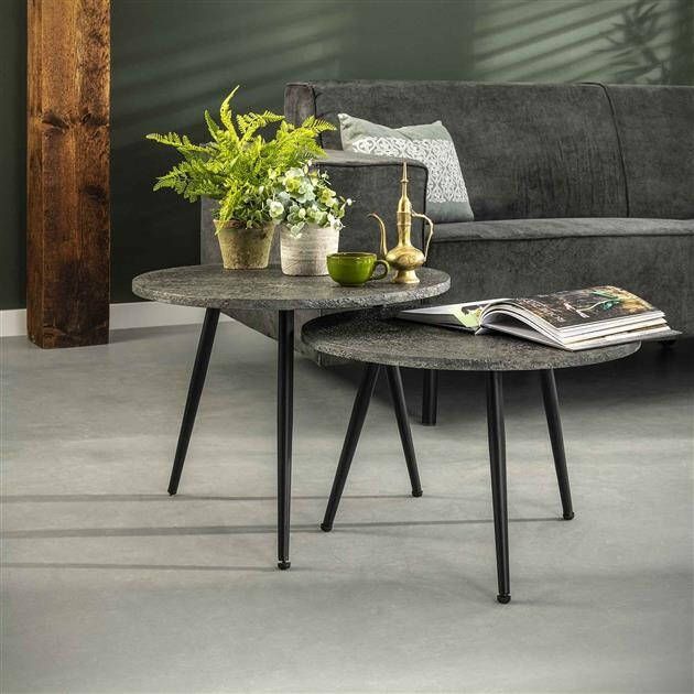 BelaLuz Salontafel Magma metallic grijs 2 set