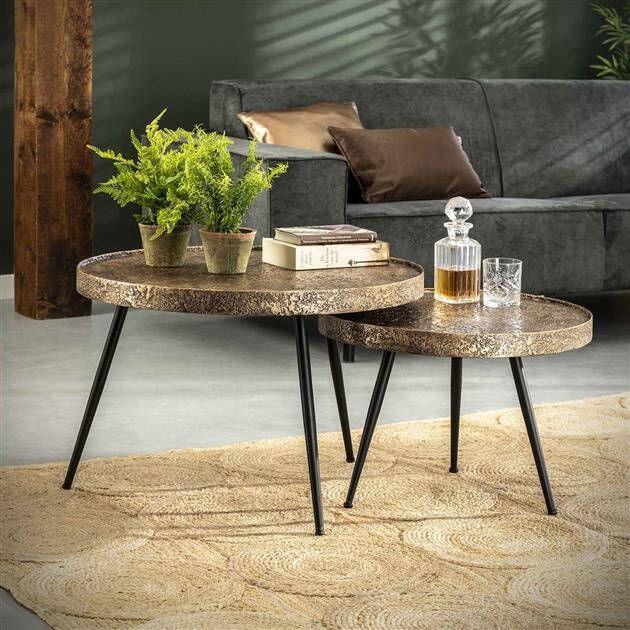 BelaLuz Salontafel set Magma Metallic Brons antiek