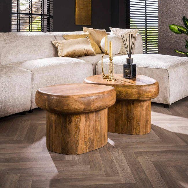 BelaLuz Salontafel Slick 2-set mangohout