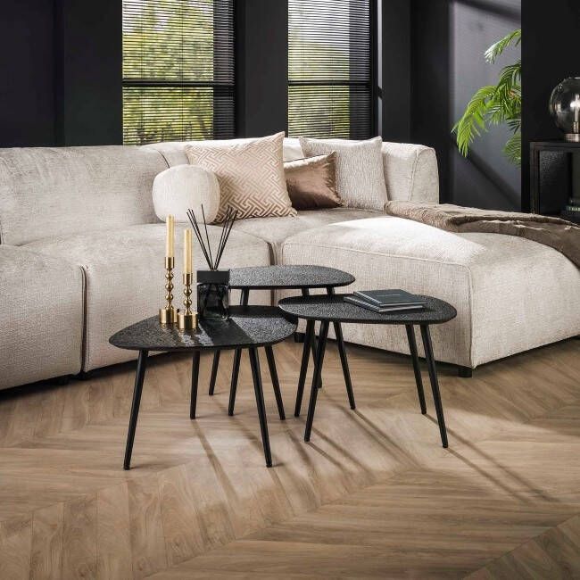 BelaLuz Salontafel Vela 3-set vierhoekig zwart