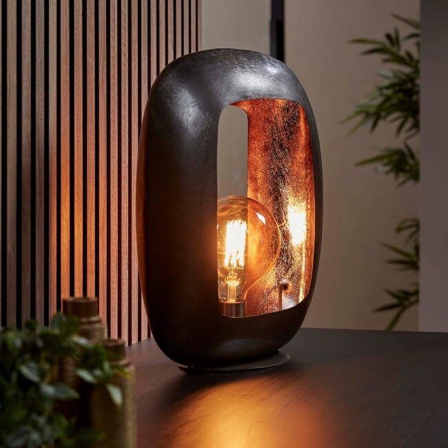 BelaLuz Tafellamp Brick 1-lichts zwart nikkel 44 cm