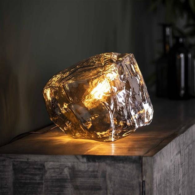 BelaLuz Tafellamp Ice Cube Glas Chrome