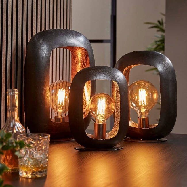 BelaLuz Tafellampen Brick 3-set zwart nikkel