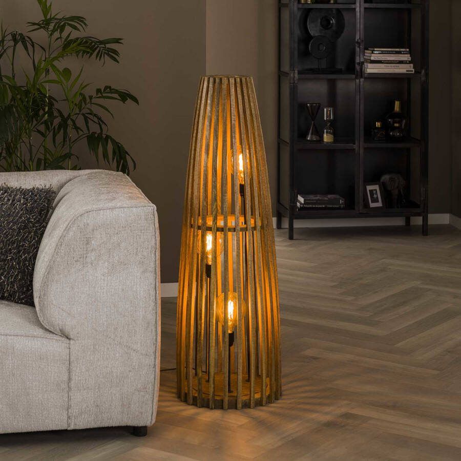 BelaLuz Vloerlamp Garnet 3-lichts mango hout