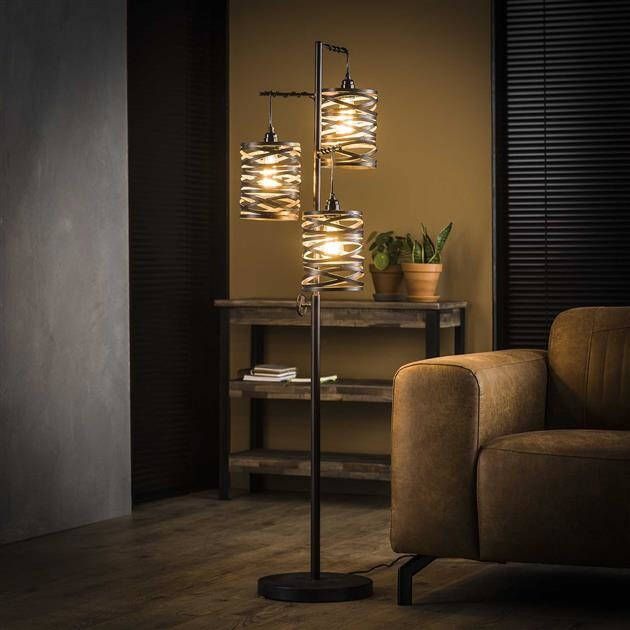 BelaLuz Vloerlamp Lawu 3-lichts Bruin
