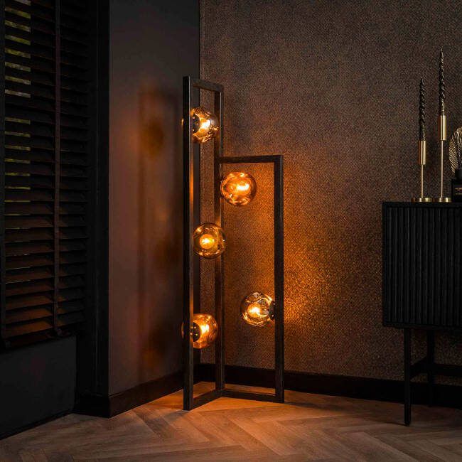 BelaLuz Vloerlamp Miro 5-lichts hoek charcoal