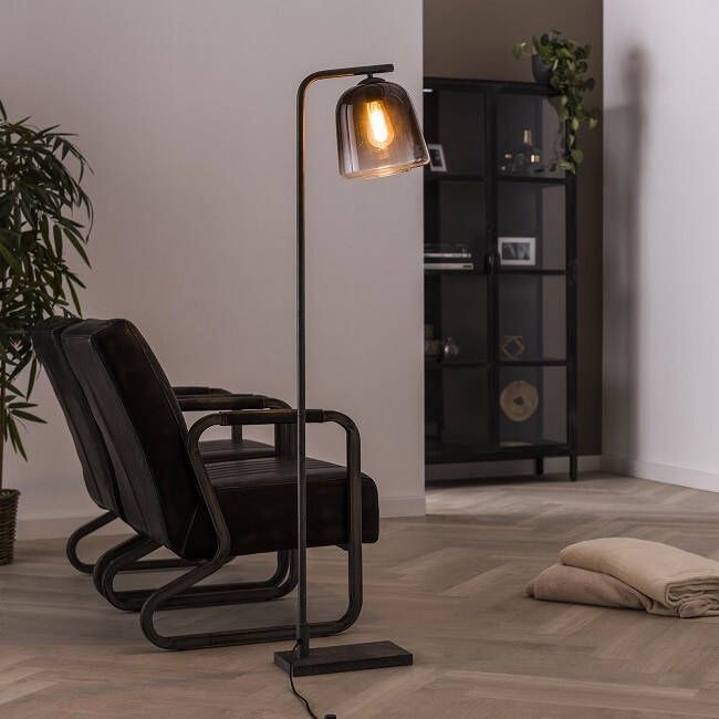 BelaLuz Vloerlamp Smoaked 1-lichts oud zilver