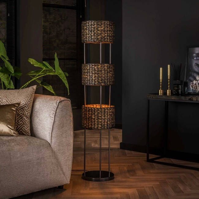 BelaLuz Vloerlamp Trenzando 3-lichts zwart nikkel