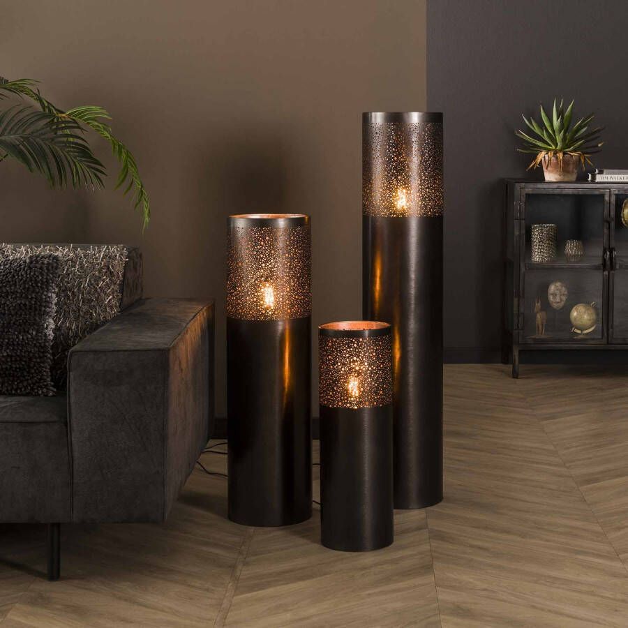 BelaLuz Vloerlampen Pisa 3-set zwart nikkel